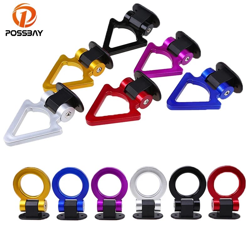 

POSSBAY Universal Racing Tow Car Tow Hook Auto Trailer Ring Car Front Rear Accessories Tow Hook Stickers