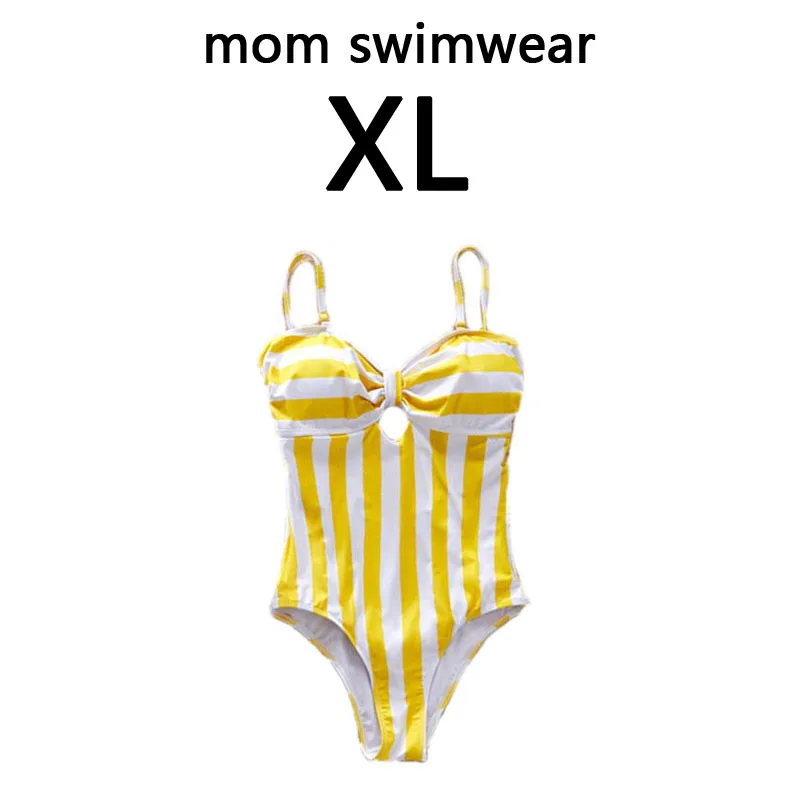 Купальник для мамы и дочки, мама и я, семейные купальники, желтый полосатый купальник, мужские пляжные шорты для мальчиков, Семейные комплекты, один предмет - Цвет: mom size XL