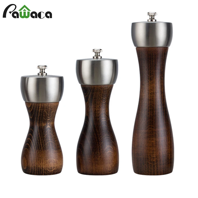 

Wooden Salt and Pepper Grinder Mill with Strong Adjustable Grinder Stainless Steel Manual Spice Grinder Pepper Shaker Kitchen