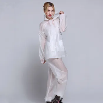 

New Fashion Transparent Portable Woman Man Raincoat Waterproof Outdoor Hooded Rain Coat Trousers Rainwear Gear Ponchos