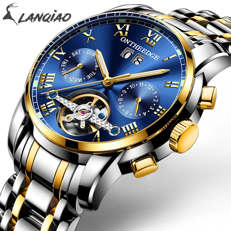 

Stainless Steel Mechanical Hand Wind Multi-functional Water Resistant Noctilucence Anti-wear Mirror Round Men Wristwatched 2019