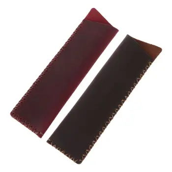 

Retro Leather Pen Holder Angled Corner Ballpoint Pen Protective Sleeve Cover Handmade Cross Stiched Fountain Pouch For One Pen