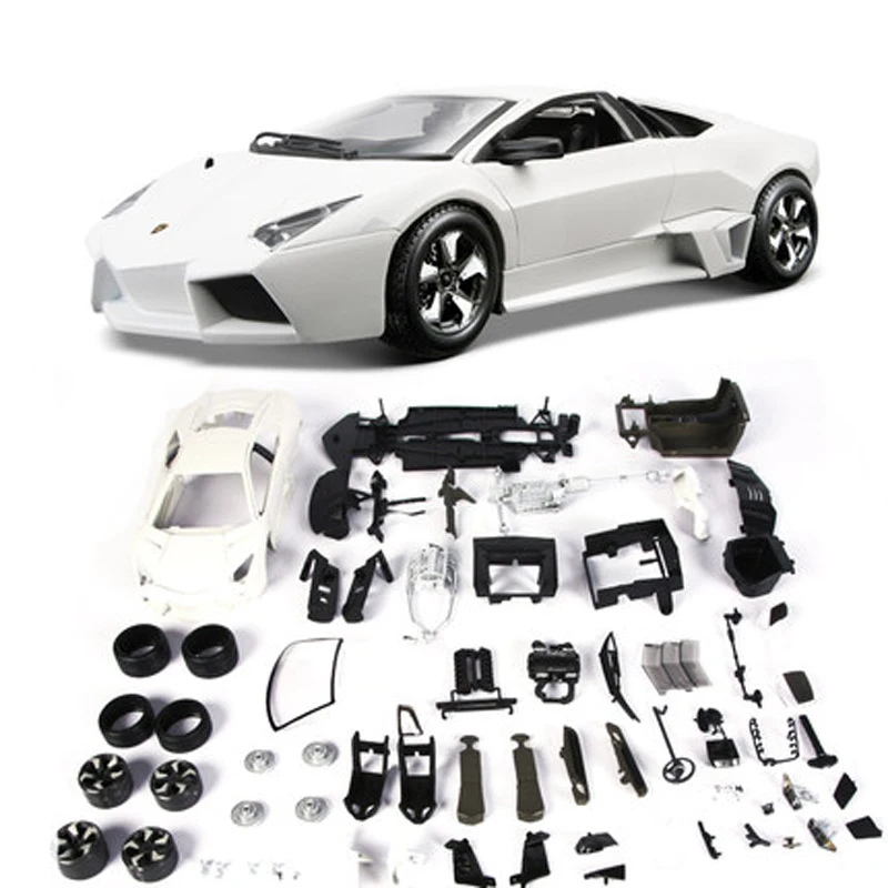  DIY Assembly Cars Reventon Alloy Car Simulation Model 1:24 Bat Sports Car Collection Model Color Bo
