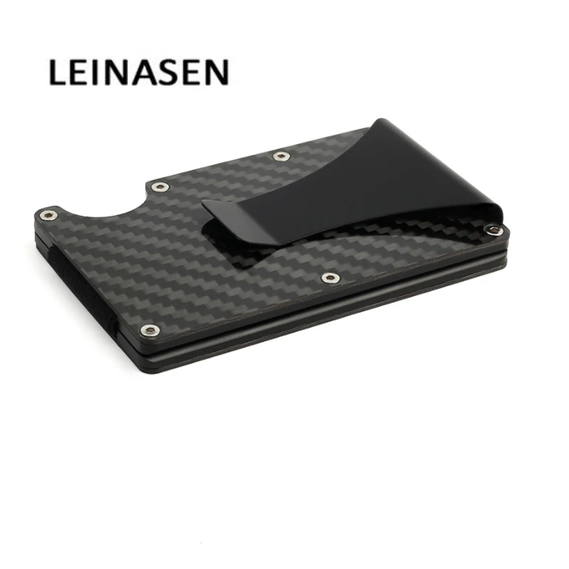 

Carbon Fiber Metal Credit Card ID Holder RFID Anti-chief Mini Aluminum Men Wallet Slim Wallet Detachable Money Clip Case 35