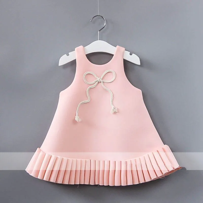 

European Kids Costume 2017 New Kids Dresses Bow Sleeveless Belle Dress Fashion High-grade Princess Party Dresses 2-6y