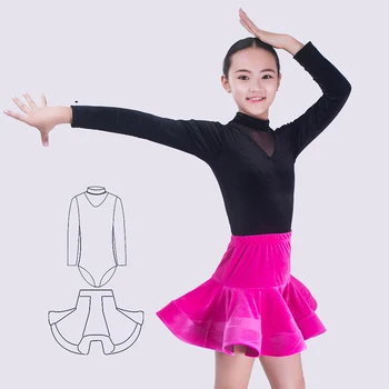 

Latin Dance Skirt Children Long Latin Practice Clothes Professional Latin Dance Competition Dresses Girls Rumba Outfit DQL1302