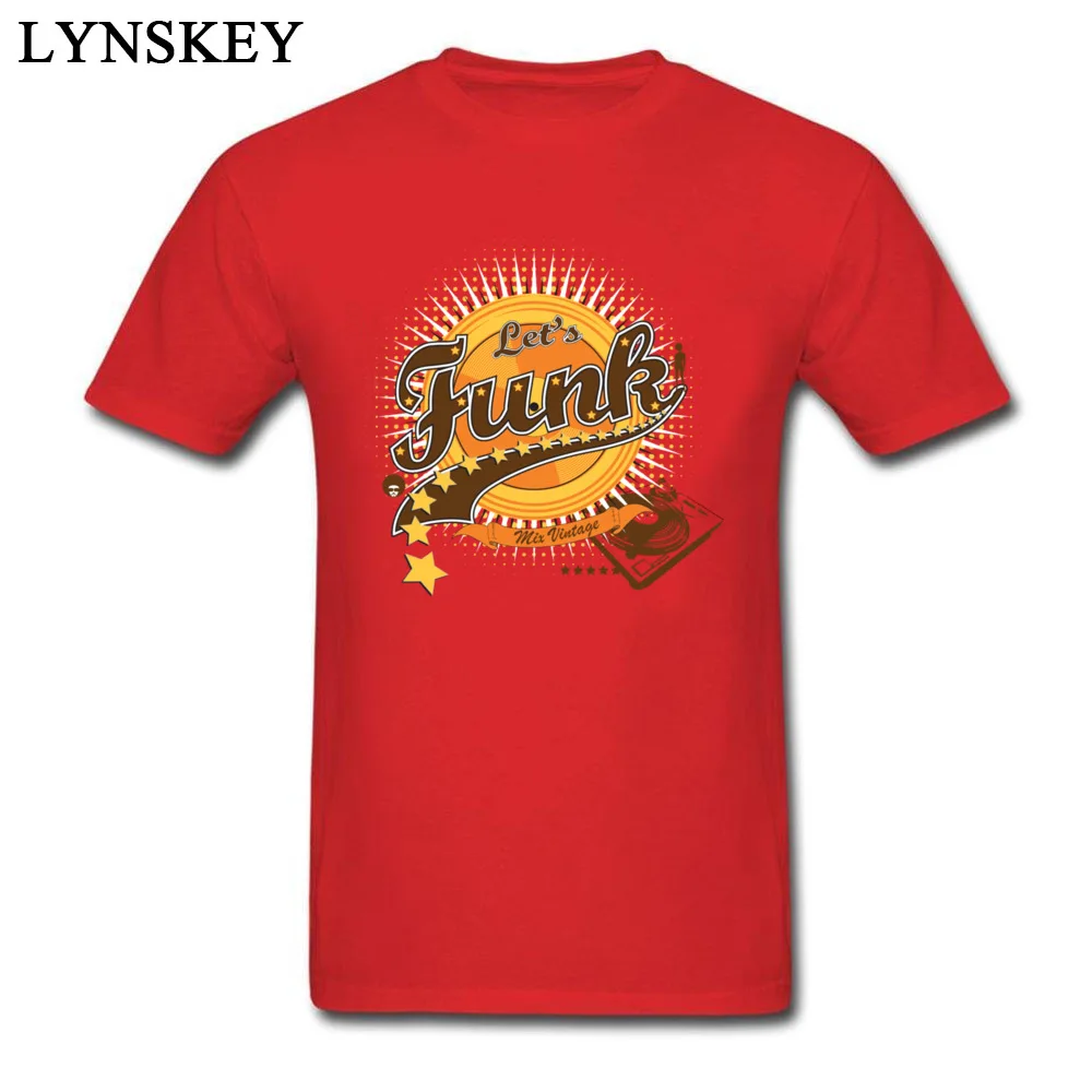 Personalized Tops Shirts New Arrival Round Collar Short Sleeve Let s Funk All Cotton Mens T Shirt Printed On Summer/Fall Tee Shirts Let s Funk red