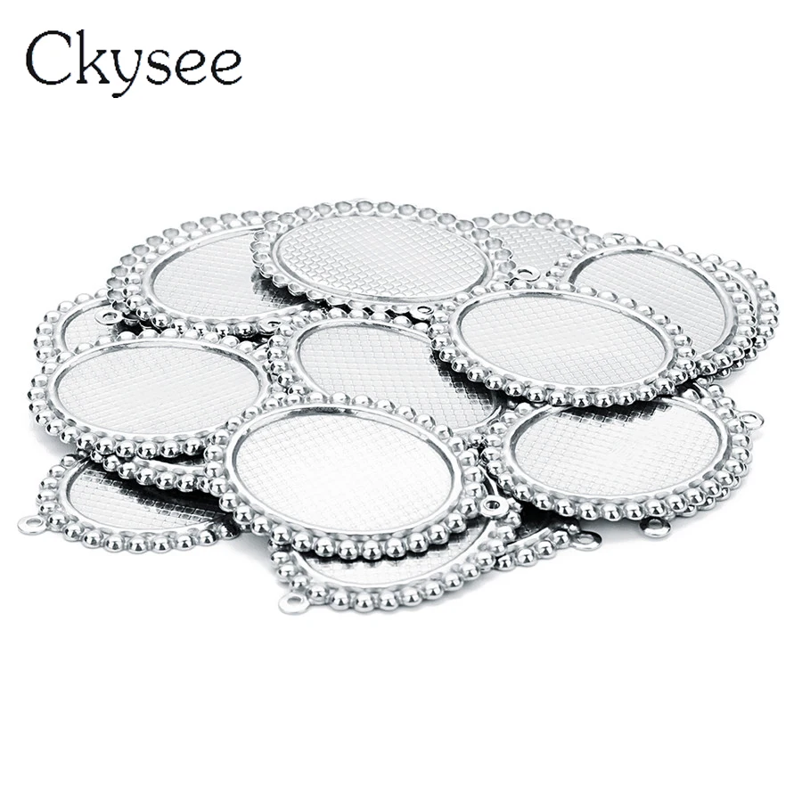 

Ckysee 10Pcs Round Oval Blank Cabochon Setting Stainless Steel Bezel Blank Tray Fit 13x18/18x25mm Glass Cameo Diy Jewelry Making