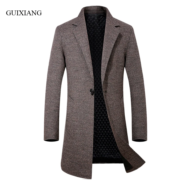 Mince 3xl Arrivée Unique Décontractée Solide S Noir cameo Chaud Coton brown Tranchée Style Manteaux Laine Hommes Boutique Bouton De D'affaires Nouvelle Manteau D92EHI