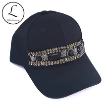 GZHilovingL Золотая черная лента с бисером кепки-бейсболки для женщин женские повседневные однотонные хлопковые регулируемые шапки аксессуары для волос
