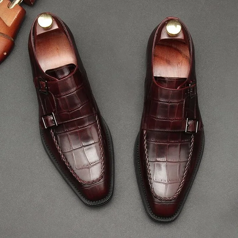 OMDE/Мужская официальная обувь из натуральной кожи с пряжкой; высококачественные Мужские модельные туфли с ремешками; дышащие слипоны; свадебные туфли оксфорды