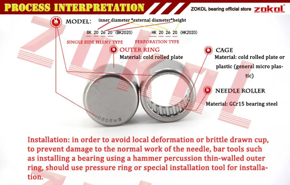 Подшипник zokol HK1208 HK1210 HK1212 окрашиенные чашка с ремешками и пряжками игольчатый роликовый подшипник 12*16*08/10/12 мм