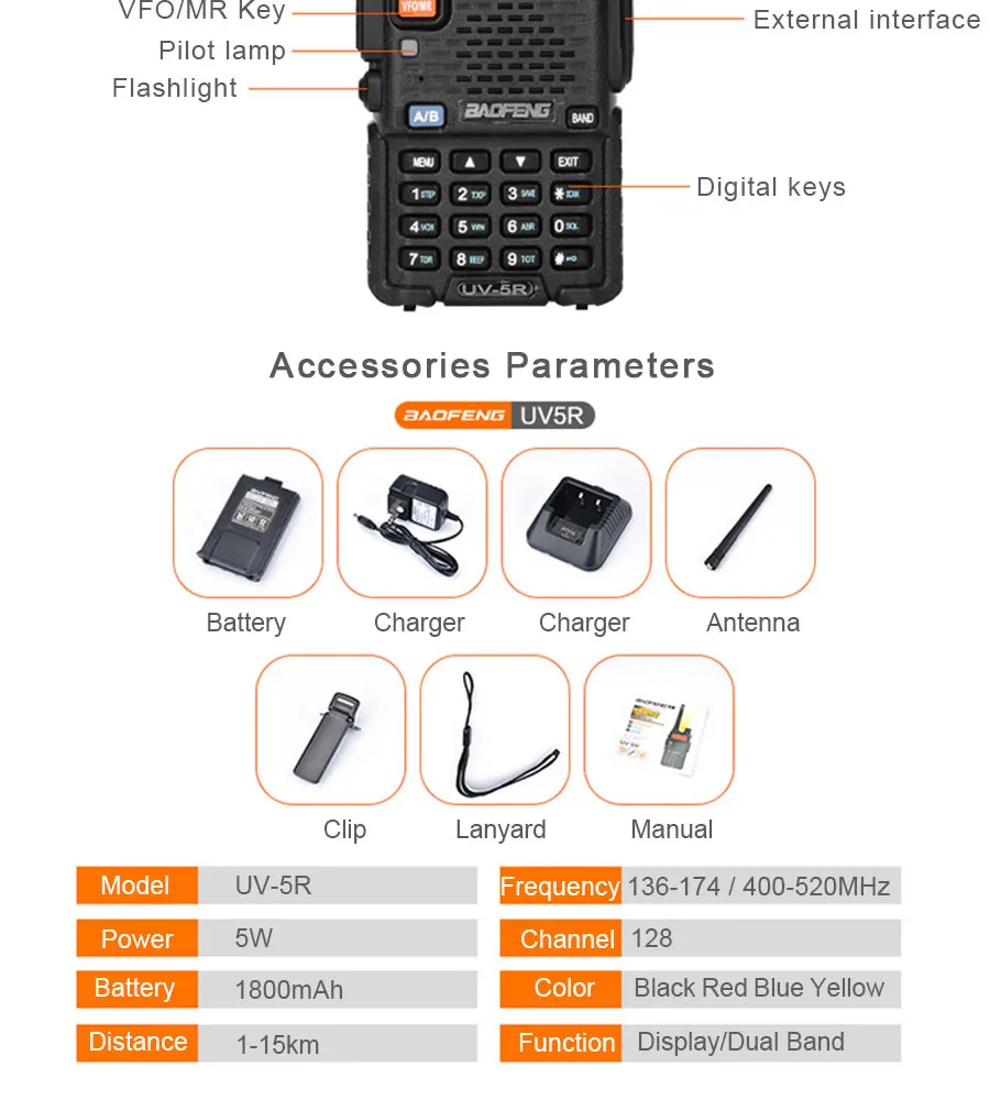 BaoFeng UV-5R портативная рация Профессиональный CB радио Baofeng UV5R трансивер 128CH 5 Вт VHF& UHF Ручной UV 5R для охотничьего радио