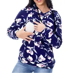 2019 осенние женские топы для кормящих мам блузка с длинными рукавами Цветочная Толстовка для кормления грудью повседневные толстовки для