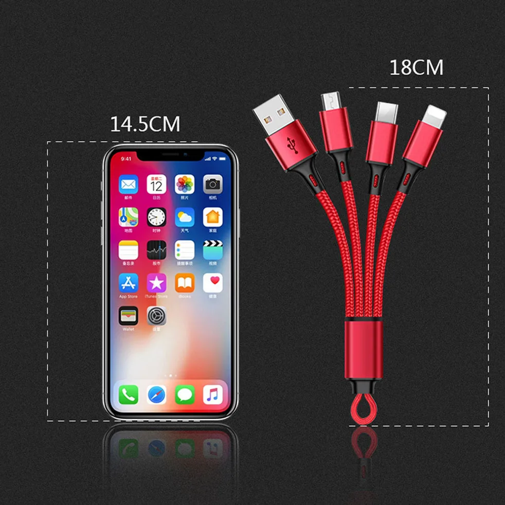 3 في 1 كابل يو اس بي ل فون X 8 7 6 5 المصغّر usb نوع C كابل الشاحن لسامسونج غالاكسي S9 S8 سريع كابل شحن المصغّر usb الحبل