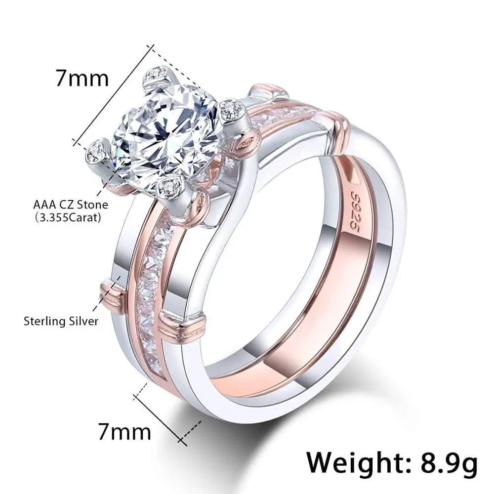 Muye 925 Sterling Silver CZ Ring 3 Layer Style For Women Fashion Jewelry