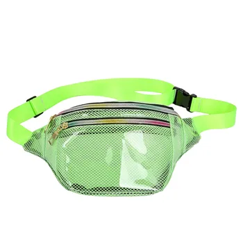 

2019 Fashion Women Waist Bag Neutral Transparent Mesh Waist Bag Fanny Pack Running Zip Belt Holiday Crossbody Bags #7