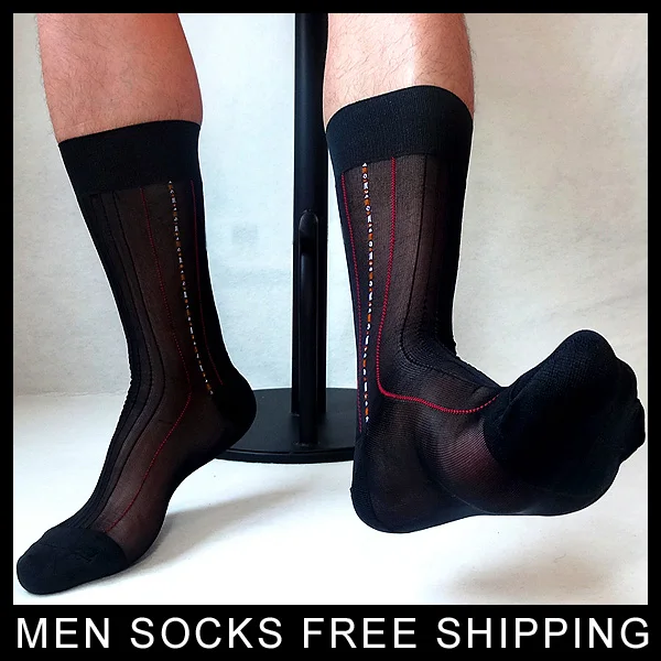 

Striped Classic Mens TNT Socks Formal Dress suit Sexy transparents High quality Sheer Thin Toe Covered Socks Hose Stockings