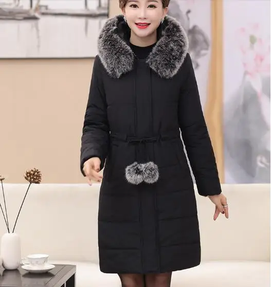 4xl Fourrure Col Coton 1 Haute Qualité 2 Femme De Femelle Hiver Outwear Parka Épaissir Veste Mères Chaude D'âge H632 Moyen Manteau 2017 Long w0xq7PwX