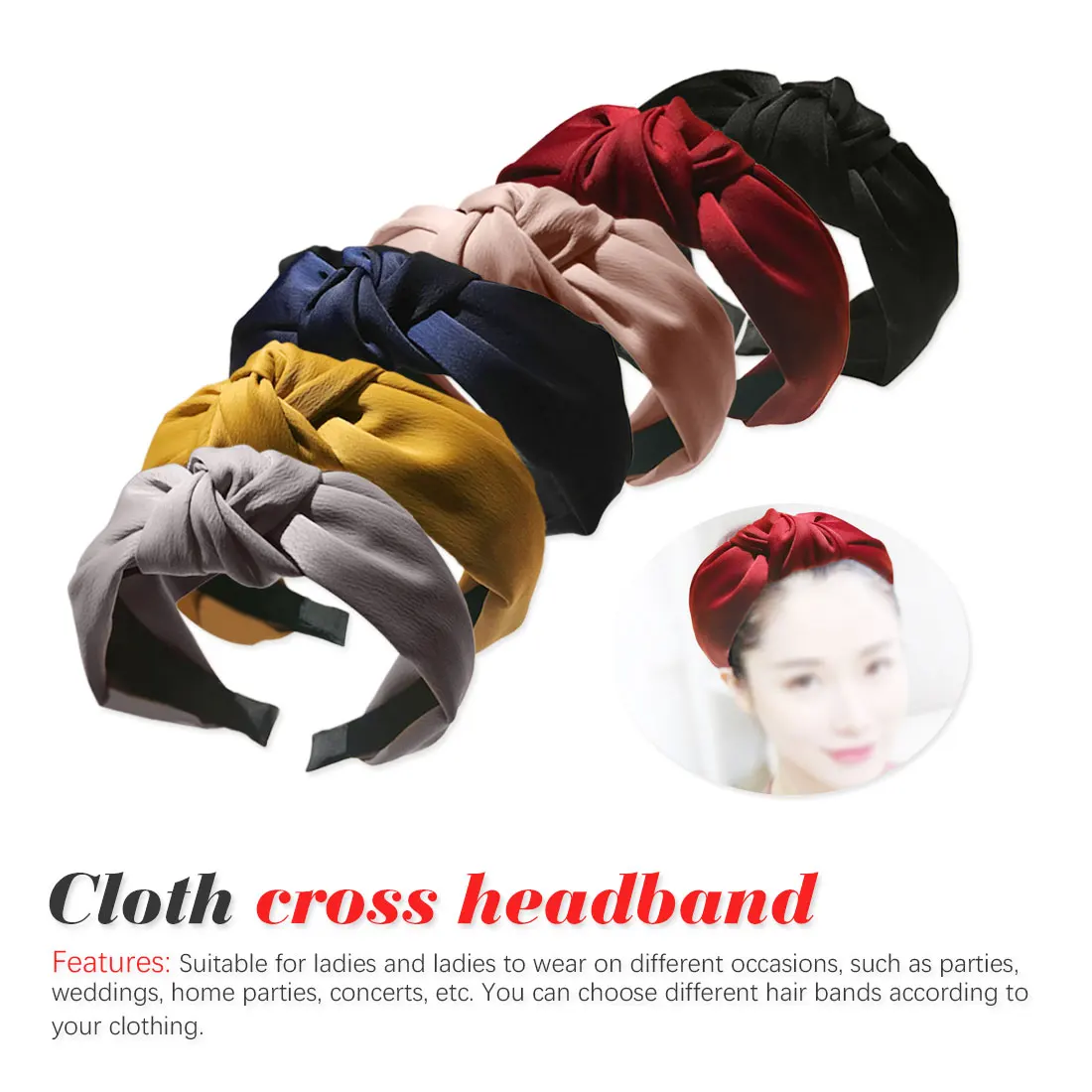 

Fashion knotted headband Korea wide-brimmed fabric cross simple adult jewelry