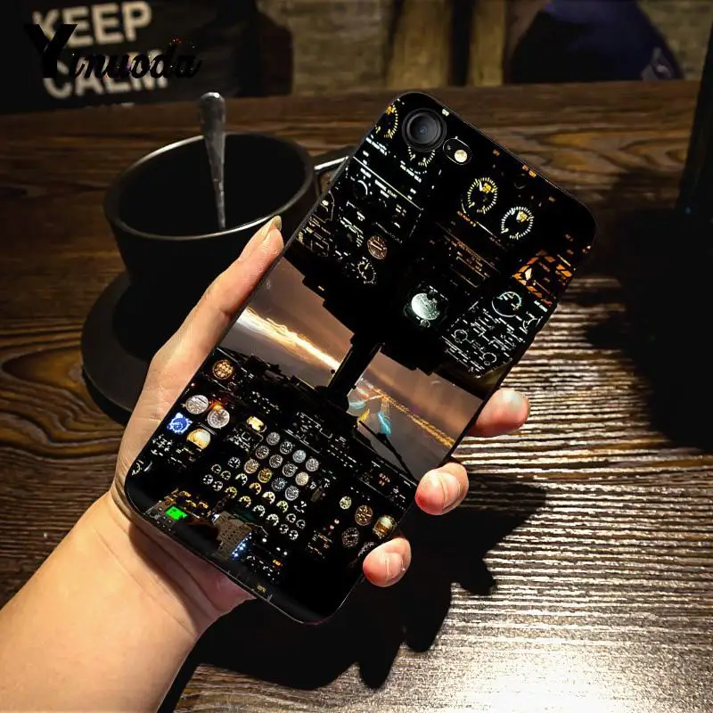 Yinuoda For iphone 7 6 X Case Cool Aircraft Airplane Cockpit Fashionable Phone Case for iPhone 7 X 6 6S 8 Plus XS XR SE XS XR