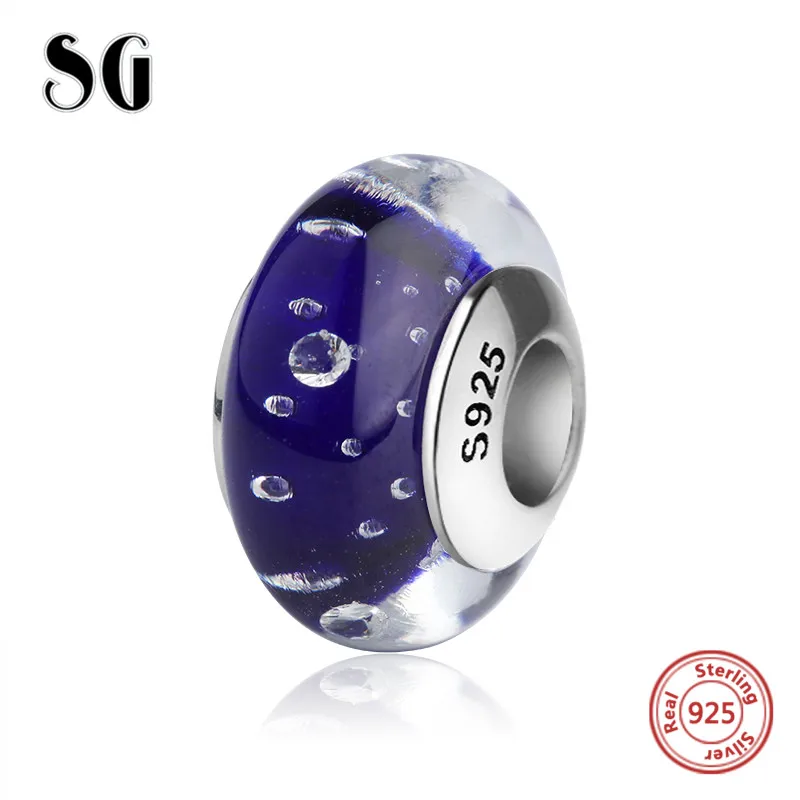 

SG sparkling Murano glass beads silver 925 diy water drops charms fit authentic European bracelets jewelry making for women gift