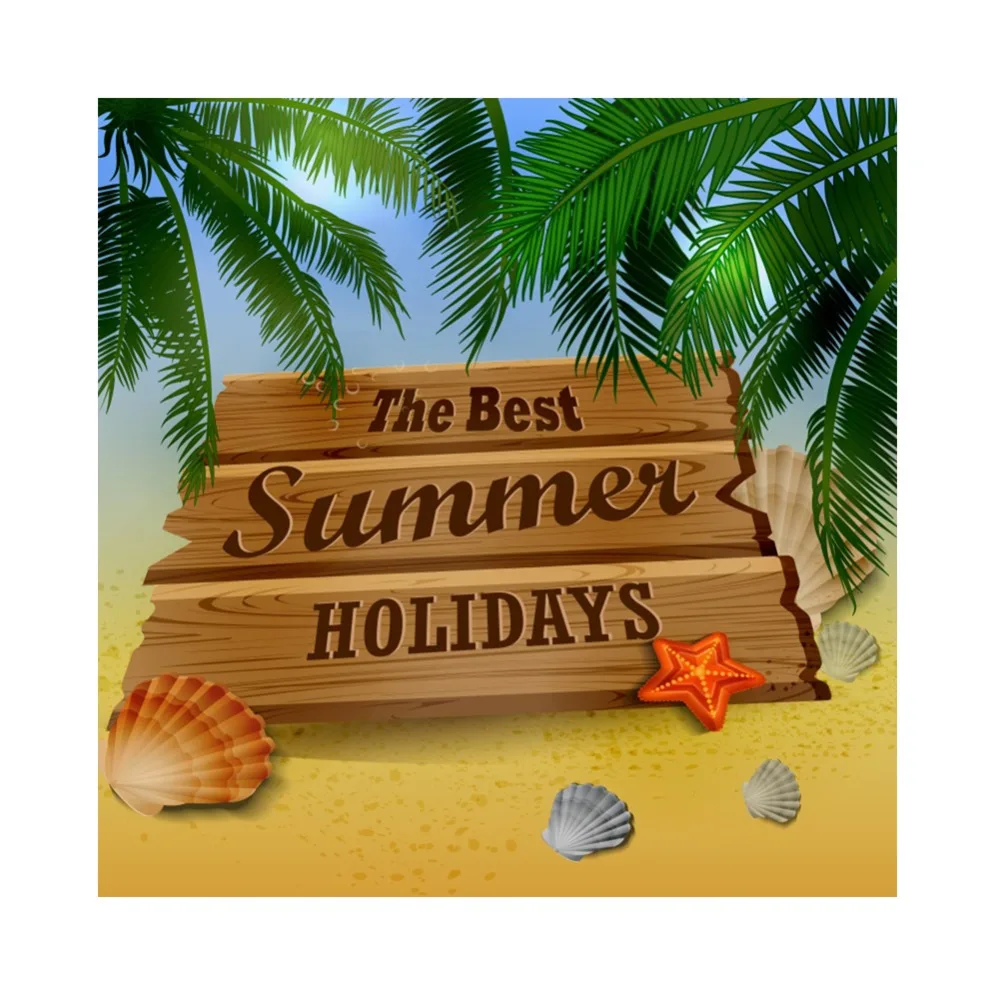 Laeacco Tropical The Best Summer Holidays Beach Sand Coral Shell Baby Cartoon Photography Backdrop Photo Background Studio | Электроника