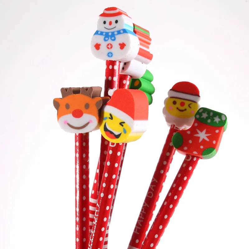 6 предметов рождественские карандаши Красочные Kawaii Рождество деревянные карандаш детей канцелярские подарок для детей, пишущих школьные
