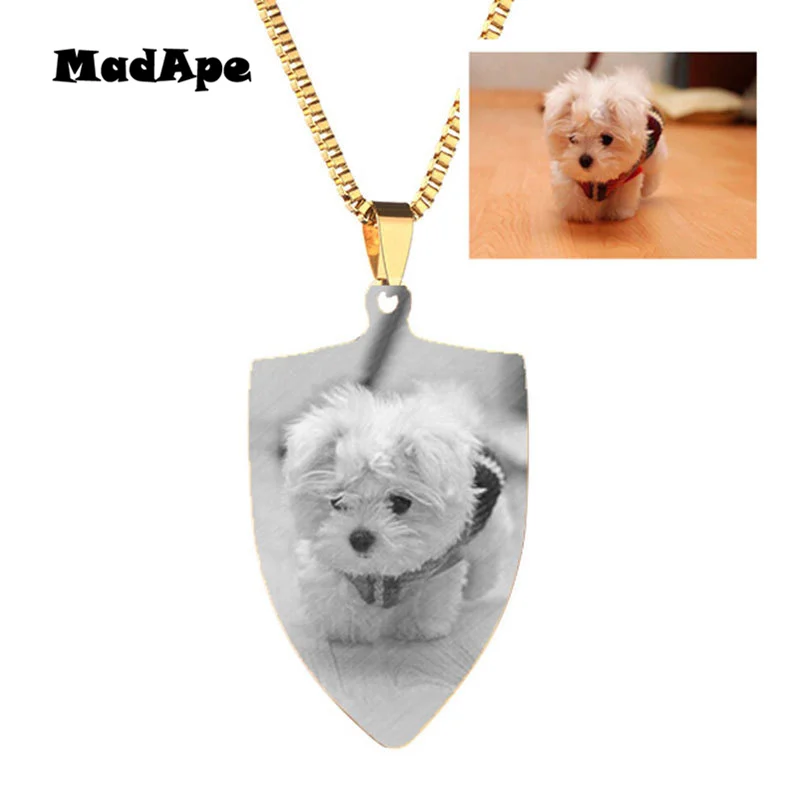 

MadApe Stainless Steel Custom Personalized Necklace 3 Colors Photo Name Free Engrave Necklaces For Women Men Valentines Gift