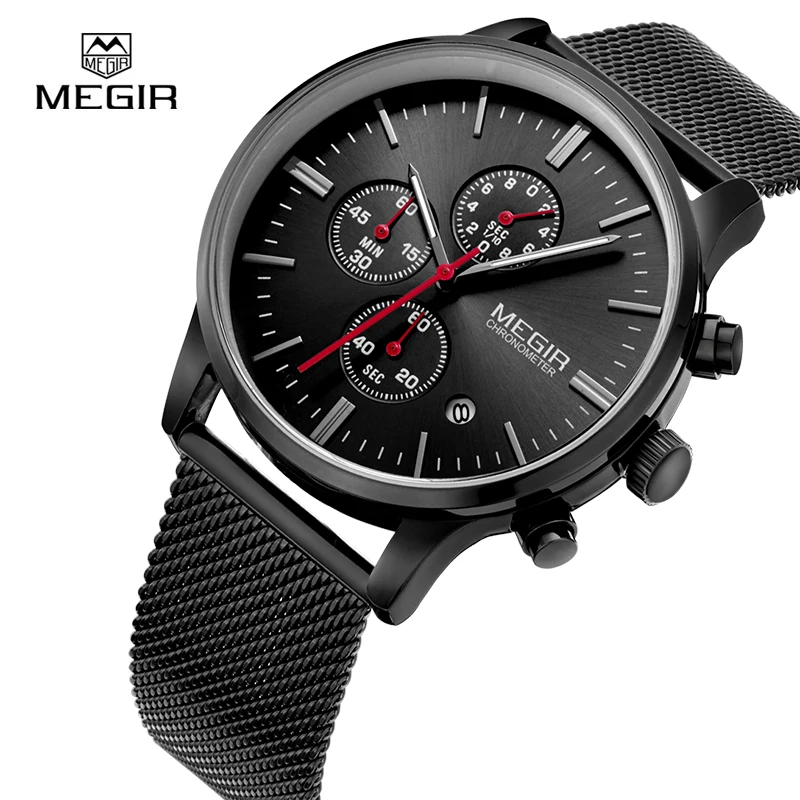 

MEGIR Top Brand Original Men's Watches Luxury Watch Men Stainless Steel Strap Chronograph Military Quartz Clock Man 2011S