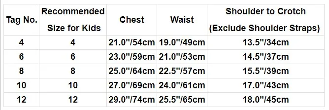 Tutu Dress Size Chart