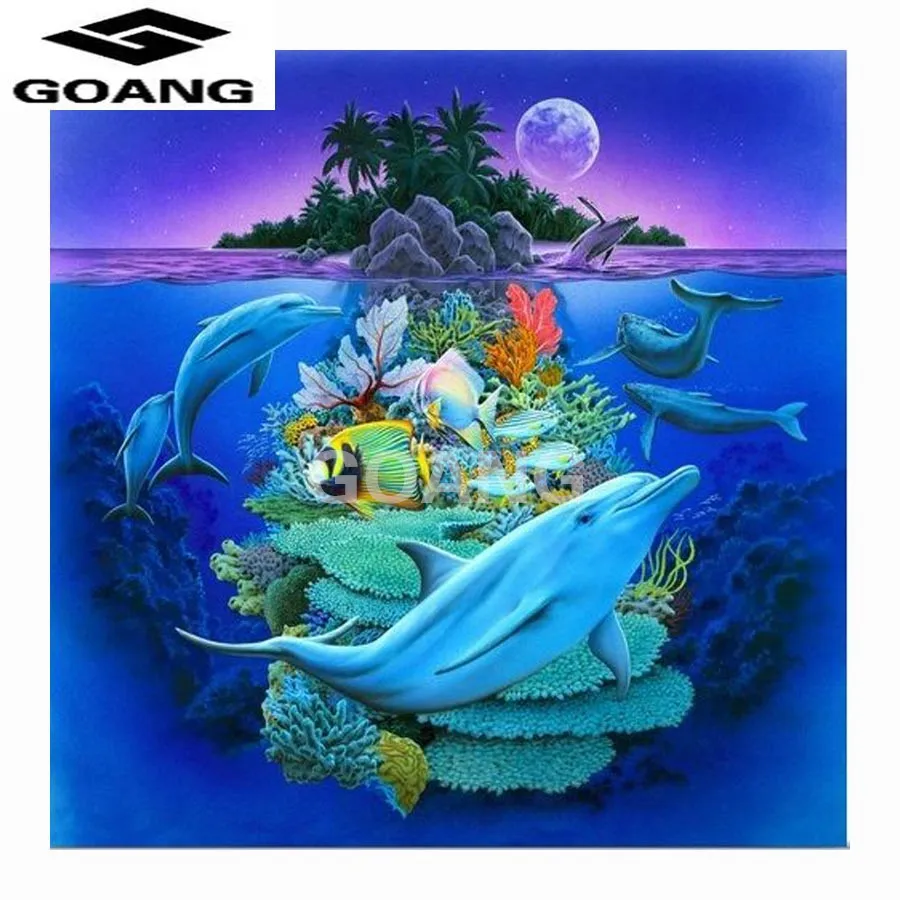 

GOANG Submarine world landscape Picture Diy Diamond Painting Rhinestones 3D Embroidery Cross Stitch Handmade Needlework