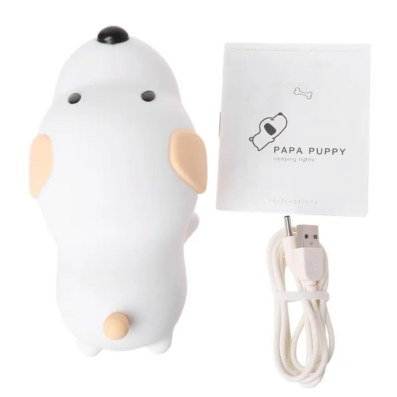 

Cute Silicone Puppy LED Night Light Touch Control Desk Lamp Home Decoration For Baby Children Kids Gift