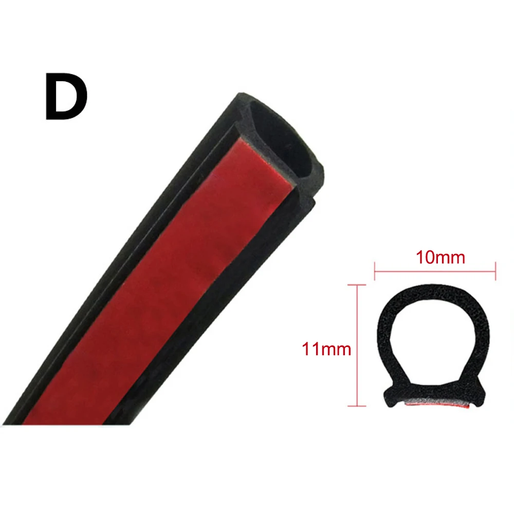 

Small D Type Car Sound Insulation Seal Strip 4M Adhesive Waterproof Professional Auto Door Rubber Sealing Strips (11*10mm)