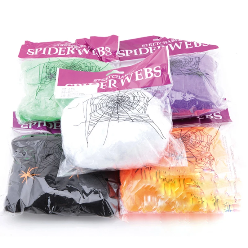 

Wholesale 20pcs Halloween Party Decorate Props Cotton Spider Net Horrible Masquerade Decoration Tools KTV Bars Atmosphere Parts
