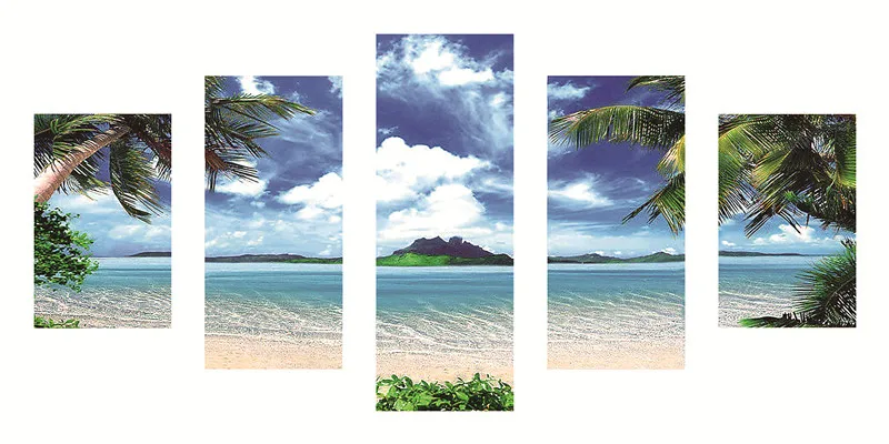 

Beach View By The Sea 5D DIY Diamond Painting Multi-picture 5panel Diamond Embroidery Diamond Mosaic Cross Stitch Wall Decal