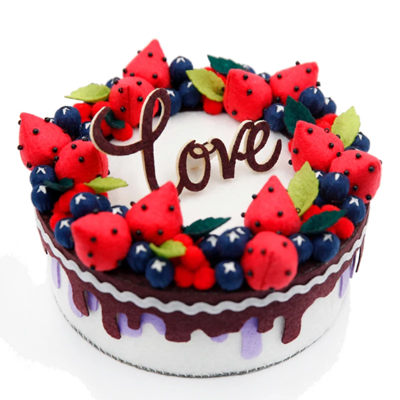 

New Strawberry Felt Storage Box Colorful Love Cake Style Box / Storage Case For Friend Birthday Special Gift Felt DIY Package