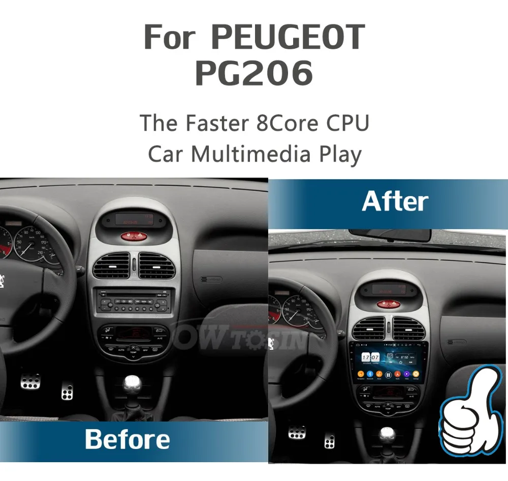 " ips Android 9,0 8 ядерный 4G+ 64G Автомобильный DVD Радио мультимедийный плеер gps для PG PEUGEOT 206 PG206 DSP CarPlay Parrot BT Adas стерео