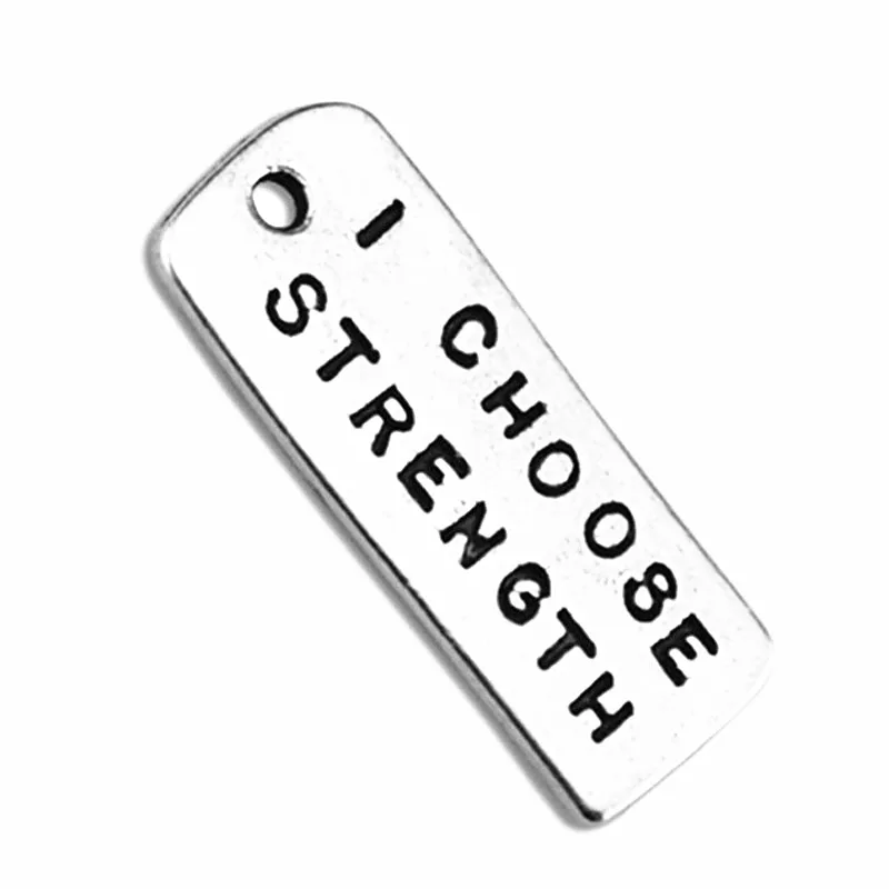 50 Pcs A Lot Antique Silver Tone I Choose Strength Charm I Choose