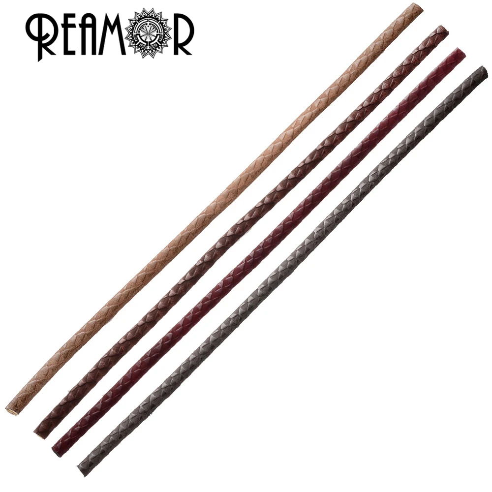 REAMOR Punk Bracelet Men Accessories 4mm Genuine Braided Leather Rope String Chains For Leather Bracelet Jewelry Making Findings anchor pu leather braided bracelet