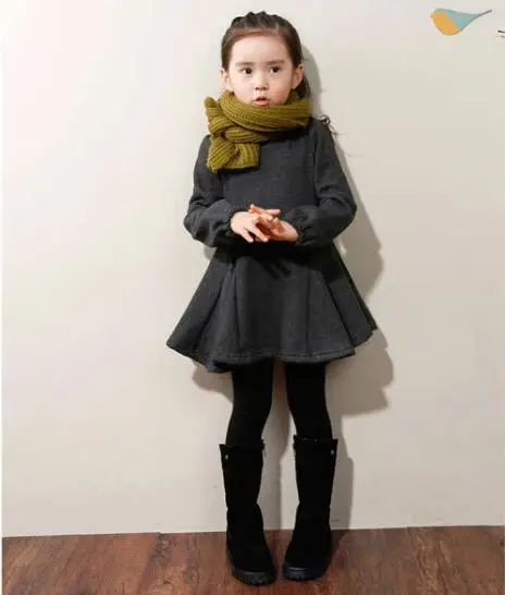 

2018 Autumn winter thickening girl dress cotton Lotus leaf edge party vestidos carnaval costume for kids fashion princess easter