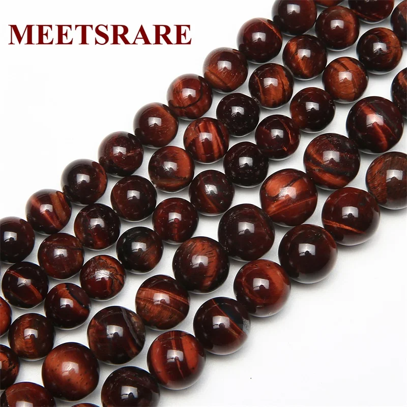 

Natural Stone Red Tiger Eye Agates Round Beads 4 6 8 10 12mm Selected Size For Hand Chain Jewelry Making