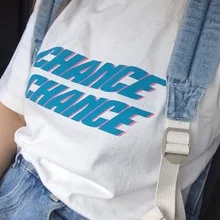 HAHAYULE Летняя мода Chance Женская корейская модная футболка хипстер гранж негабаритная белая футболка