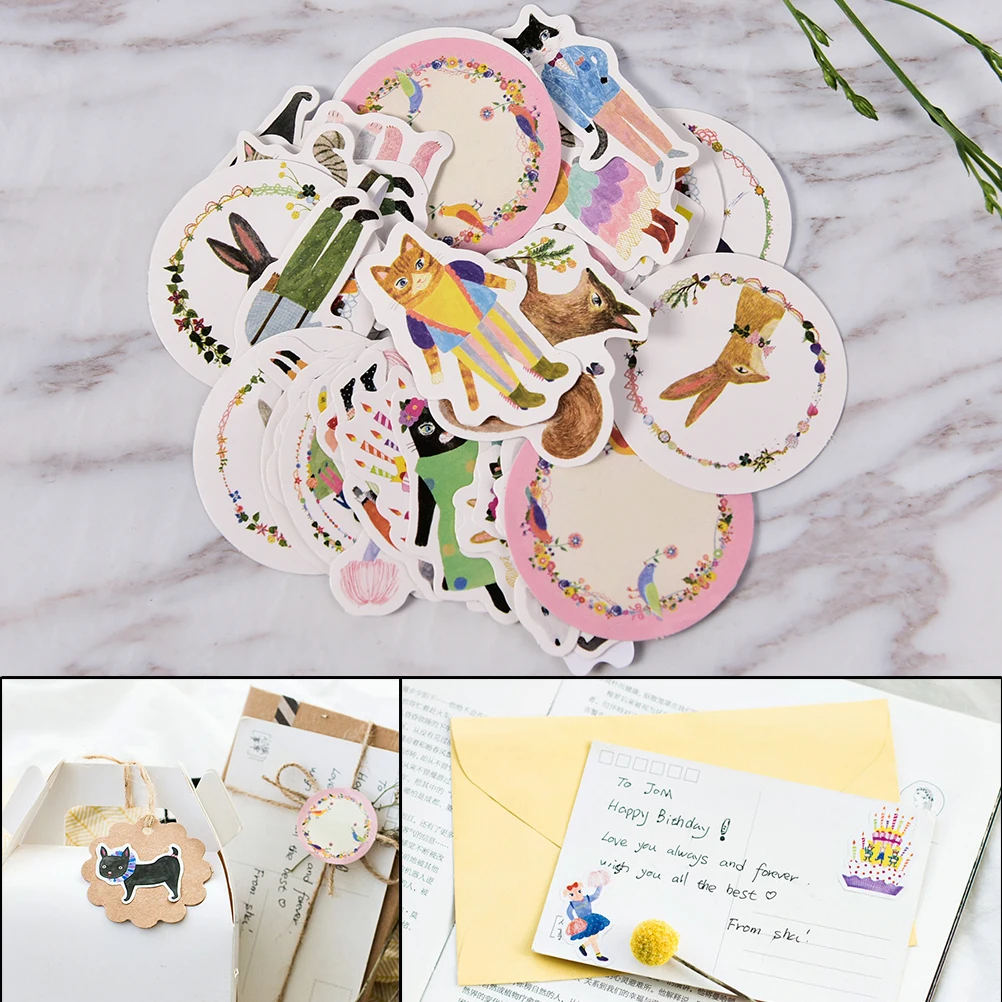 45pcs/lot DIY Cute Kawaii Cat Rabbit Fox Sticker Lovely Animal Stickers For Scrapbooking Diary
