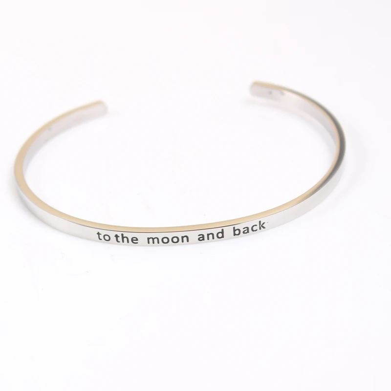 

2018 Stainless Steel Engraved Positive Inspirational Quote Cuff Bracelet Mantra Bangle Bracelet For Women Gift