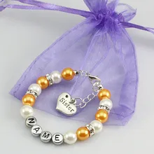 New name font b Personalised b font Girl baby Birthday Christmas Gift Charm name Bracelet with