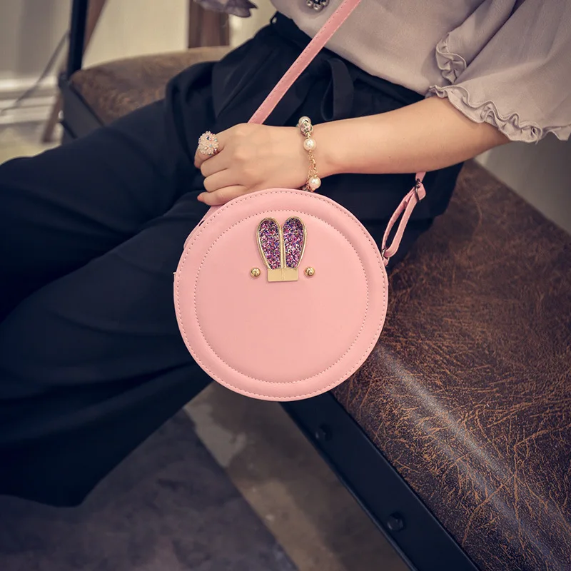 

Women Shoulder Bags Designer Fashion New Handbags PU leather Women bag Round Cute Girl Cartoon Messenger Bag Female bag