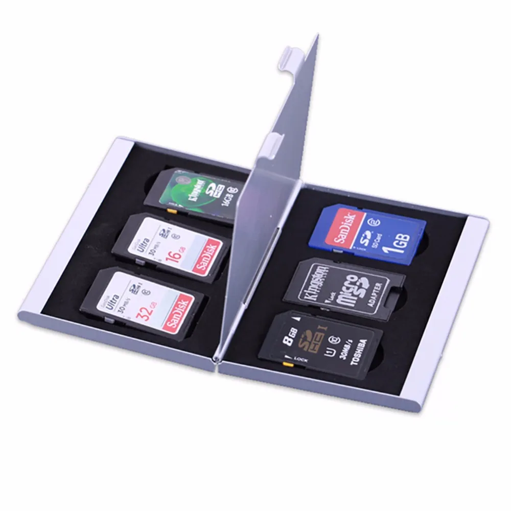 Silver SD Card Card Storage Aluminum Memory Card Storage Box Holders