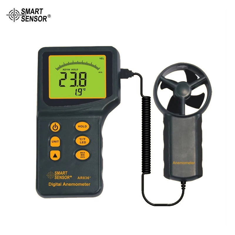 

Good Quality Digital Anemometer Tester Handheld Digital Wind Speed Meter 0.3~45m/s Smart Sensor AR836