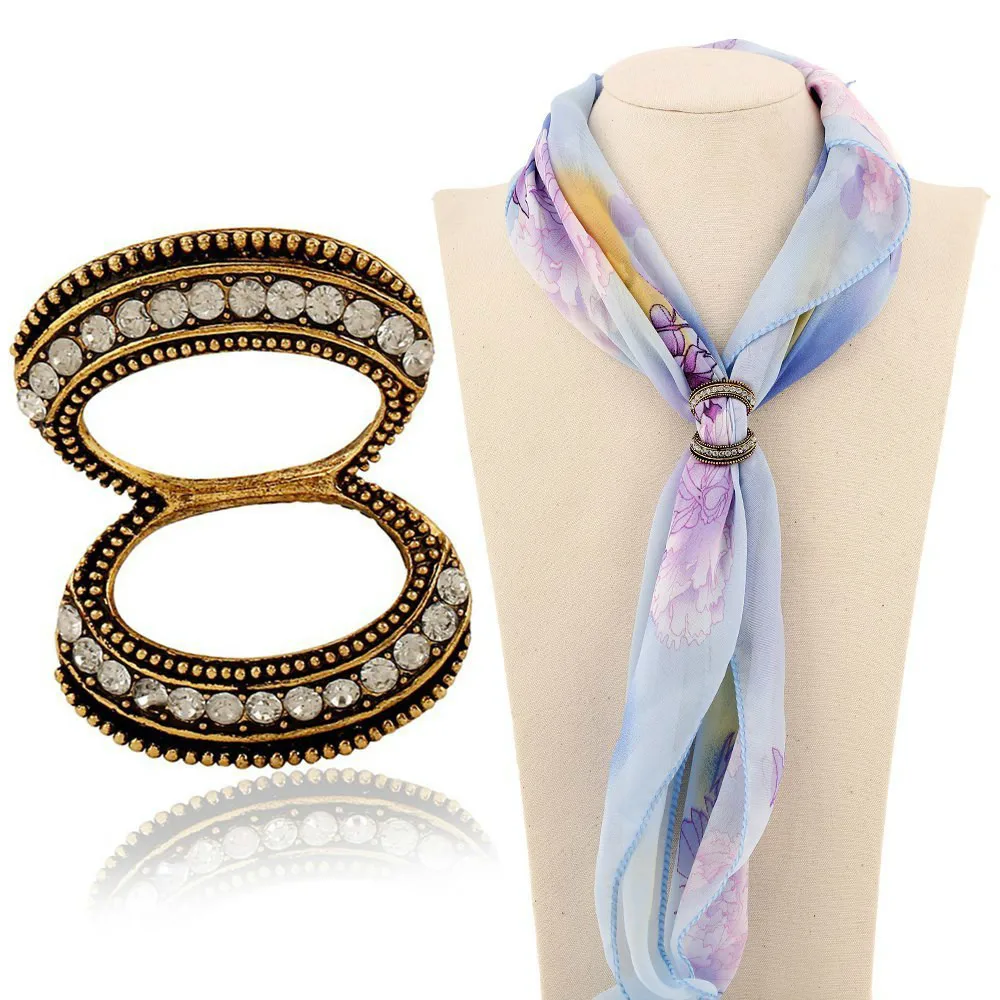 

Crystal Silk Scarf Buckle Brooches For Women Accessories Vintage Rhinestone Shawl Ring Clip Scarves Fastener Christmas Gifts